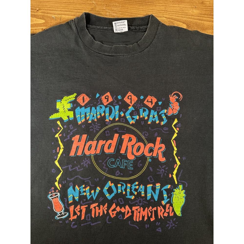 Vintage Hard Rock Cafe New Orleans Mardi Gras 90s Tee Shirt XL Single Stitch